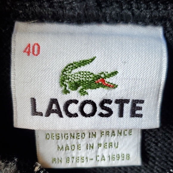 Lacoste Black Zip Up Sweater Wool Size 40 EURO - Picture 2 of 9